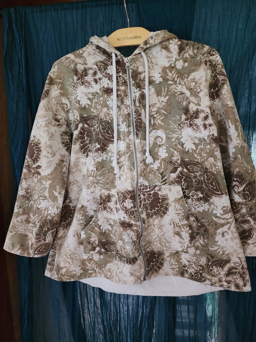 Studio Works Olive Floral Zip-Up Hoodie